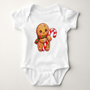 Gingerbread Buddy With Candy Cane Baby Bodysuit