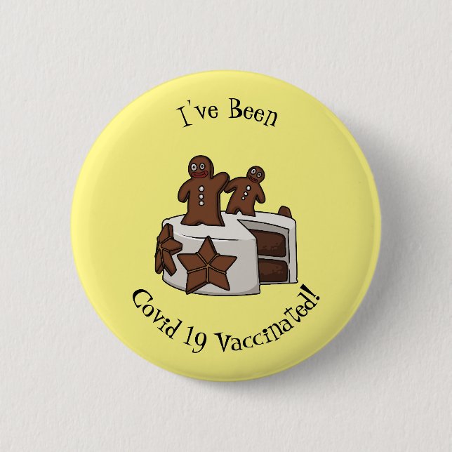 Gingerbread cake cartoon illustration 6 cm round badge (Front)