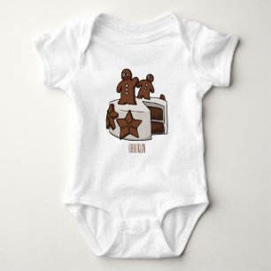Gingerbread cake cartoon illustration baby bodysuit