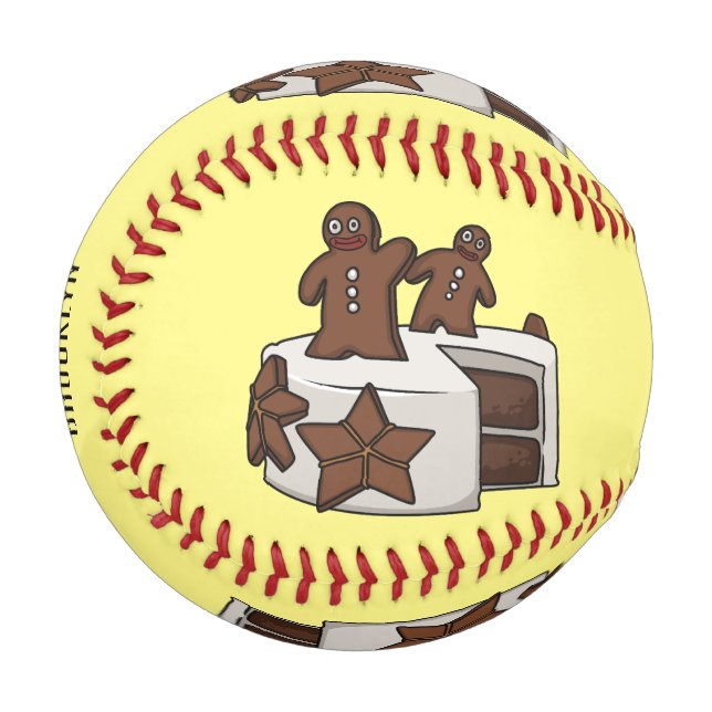 Gingerbread cake cartoon illustration baseball (Front Left)