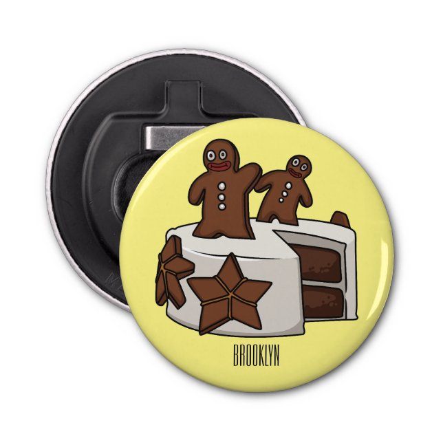 Gingerbread cake cartoon illustration bottle opener (Front)