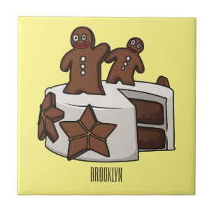 Gingerbread cake cartoon illustration ceramic tile