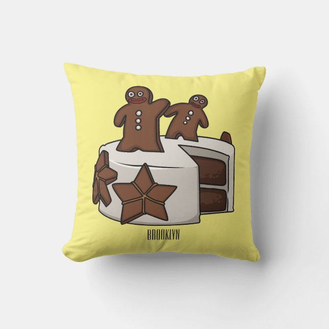Gingerbread cake cartoon illustration cushion (Front)