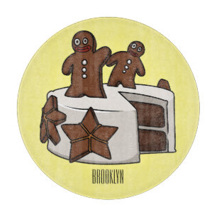 Gingerbread cake cartoon illustration cutting board