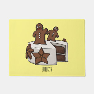 Gingerbread cake cartoon illustration doormat