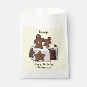 Gingerbread cake cartoon illustration favour bag