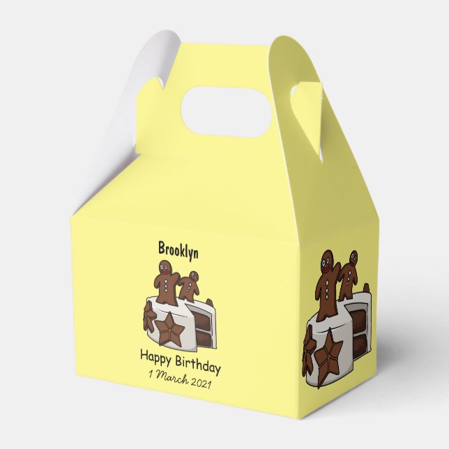 Gingerbread cake cartoon illustration favour box (Front Side)