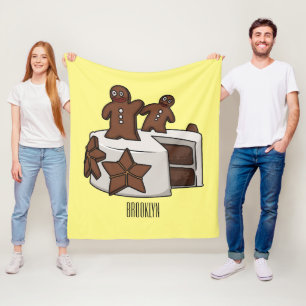 Gingerbread cake cartoon illustration fleece blanket