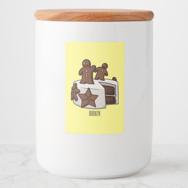 Gingerbread cake cartoon illustration food label (Front)