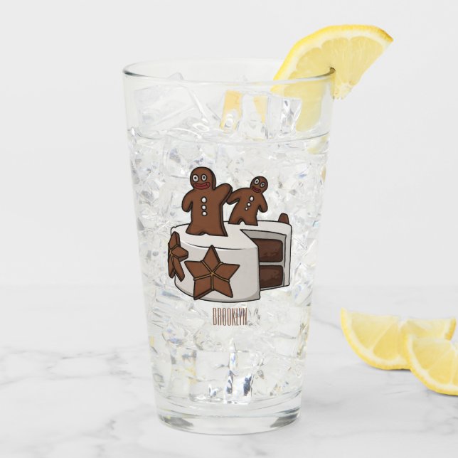 Gingerbread cake cartoon illustration glass (Back Ice)