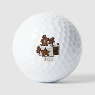 Gingerbread cake cartoon illustration golf balls