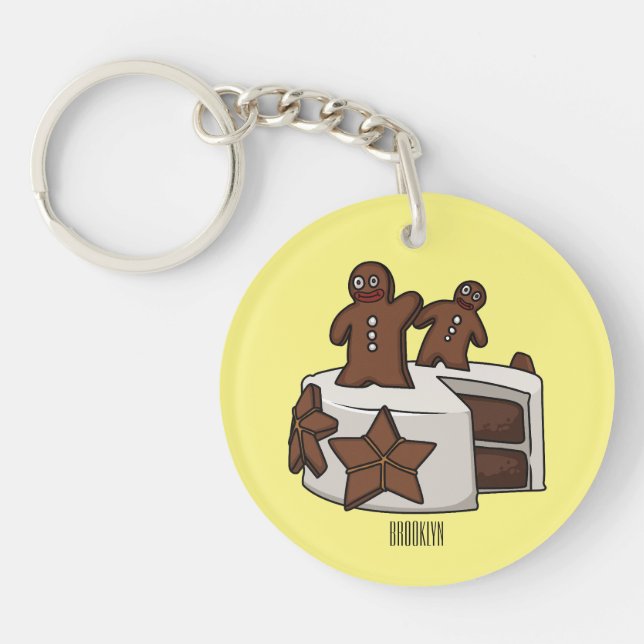 Gingerbread cake cartoon illustration key ring (Front)