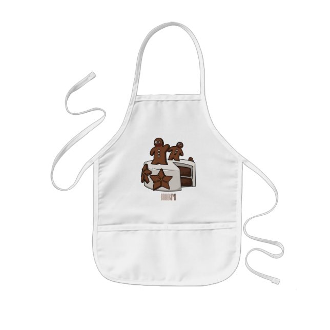Gingerbread cake cartoon illustration kids apron (Front)