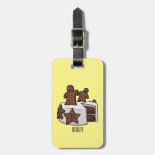 Gingerbread cake cartoon illustration luggage tag