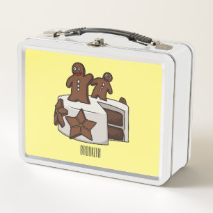 Gingerbread cake cartoon illustration metal lunch box