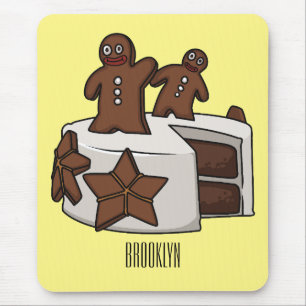 Gingerbread cake cartoon illustration mouse pad
