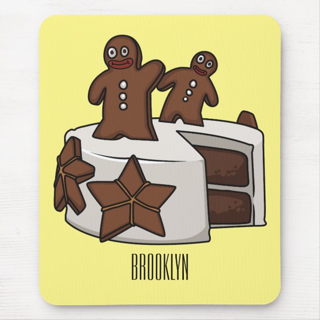 Gingerbread cake cartoon illustration mouse pad (Front)