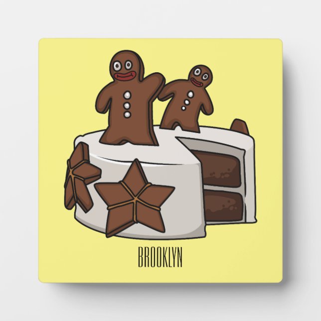 Gingerbread cake cartoon illustration plaque (Front)