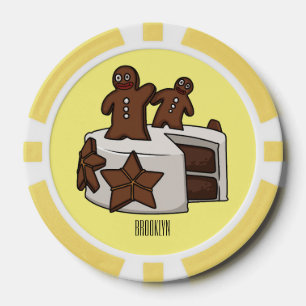 Gingerbread cake cartoon illustration poker chips