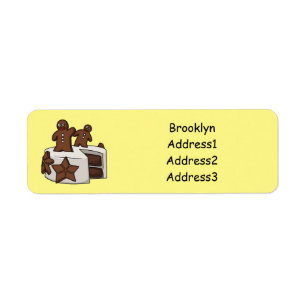 Gingerbread cake cartoon illustration return address label