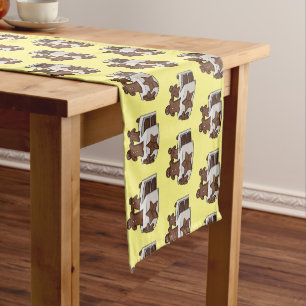 Gingerbread cake cartoon illustration short table runner