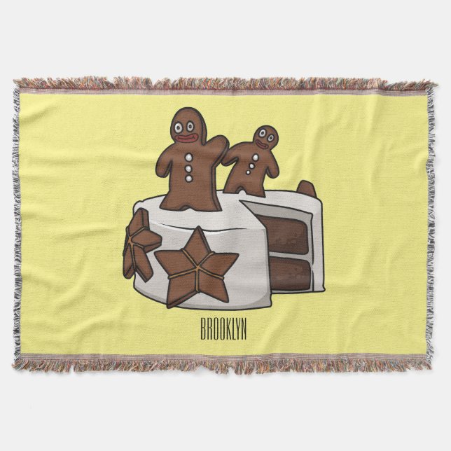 Gingerbread cake cartoon illustration throw blanket (Front)
