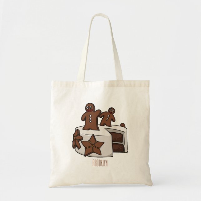 Gingerbread cake cartoon illustration tote bag (Front)
