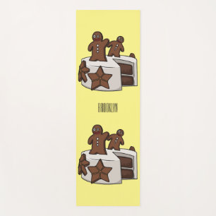 Gingerbread cake cartoon illustration yoga mat