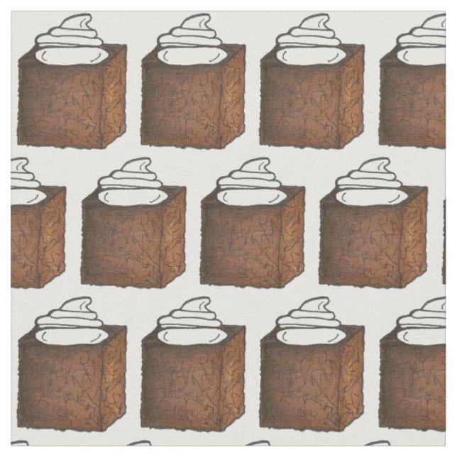 Gingerbread Cake Slice Whipped Cream Dessert Fabric (Close Up)