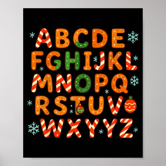 Gingerbread Candy Cane Alphabet Christmas Letters  Poster (Front)