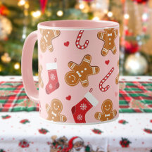 Gingerbread Candy Cane Stockings Christmas Pink