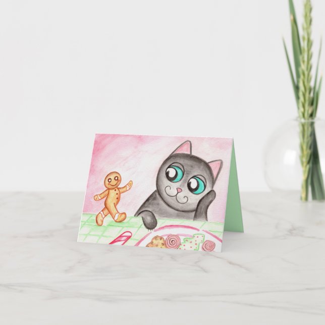 Gingerbread Cat Christmas Card (Front)