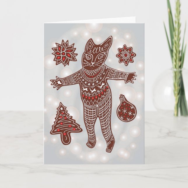 Gingerbread Cat  & Cookies, 2025 Card (Front)