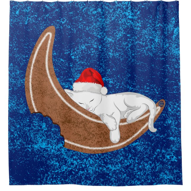 Gingerbread Cat Shower Curtain (Front)