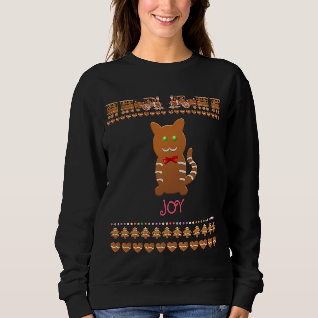 Gingerbread Cat With A Red Bow Sweatshirt (Front)