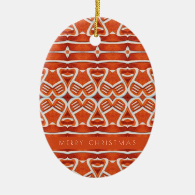 GINGERBREAD Ceramic Oval Ornament + Text (Front)