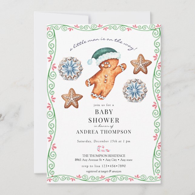 Gingerbread | Christmas Baby Shower  Invitation (Front)