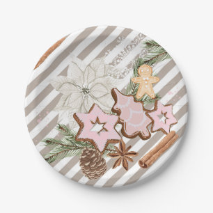 Gingerbread Christmas Baby Shower Paper Plate