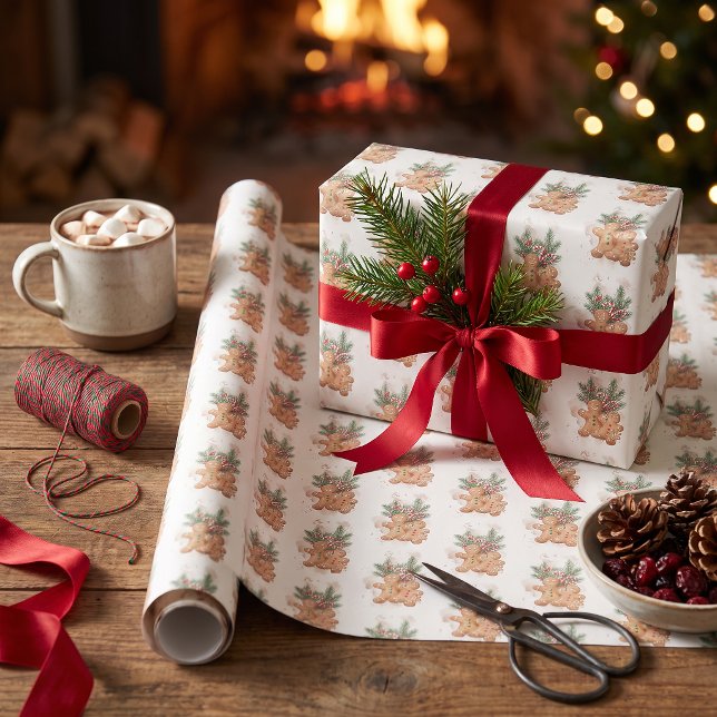 Gingerbread Christmas Baking Party Tileable Wrapping Paper (Creator Uploaded)