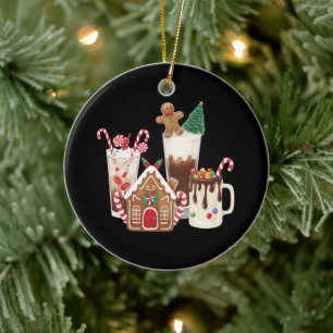 Gingerbread Christmas Coffee Lover Gift Xmas Ceramic Ornament