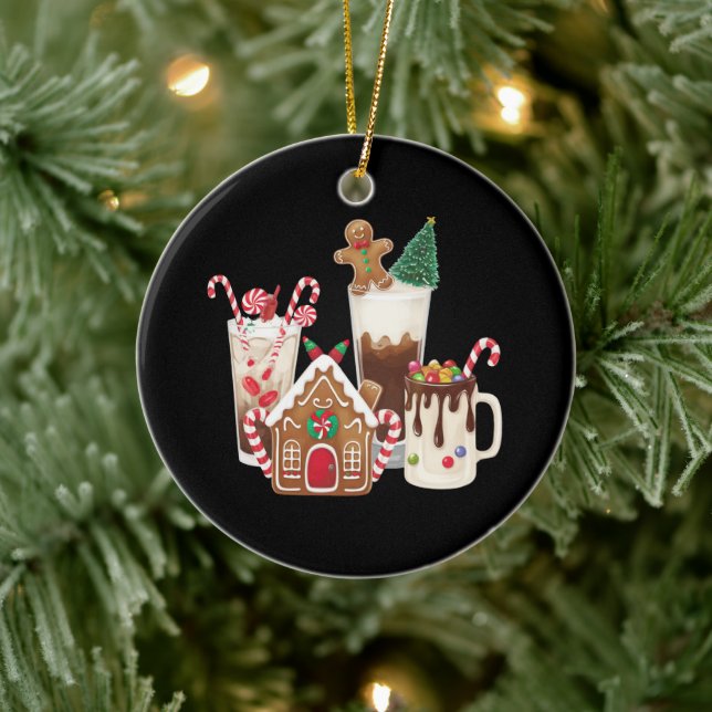 Gingerbread Christmas Coffee Lover Gift Xmas  Ceramic Ornament (Tree)