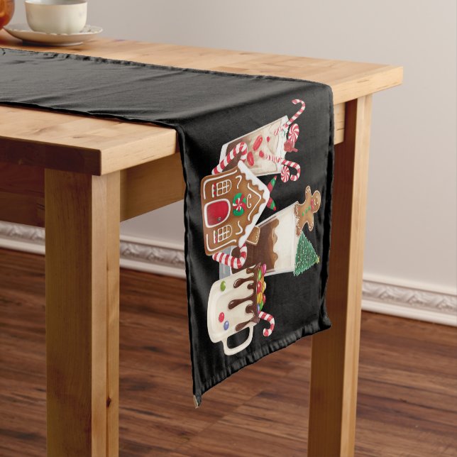 Gingerbread Christmas Coffee Lover Gift Xmas  Short Table Runner (In Situ)