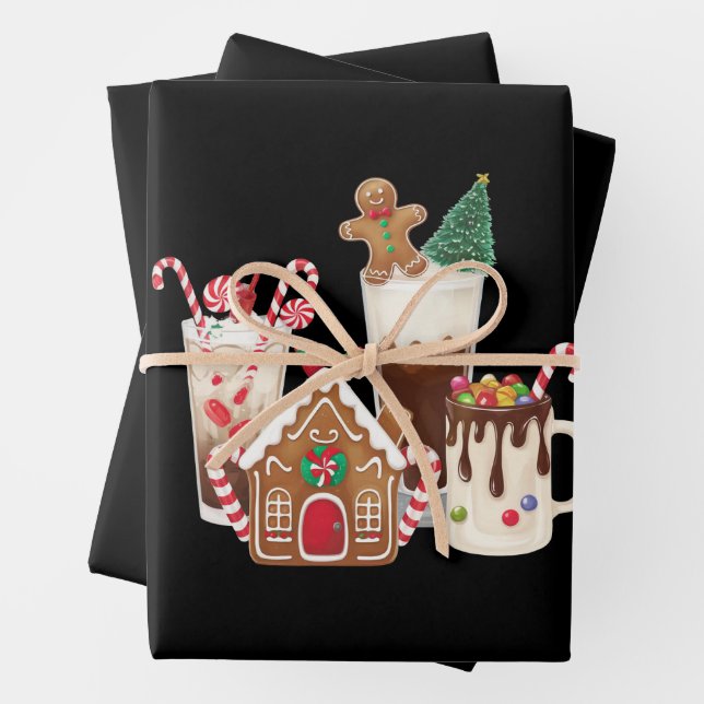 Gingerbread Christmas Coffee Lover Gift Xmas  Wrapping Paper Sheet (In situ)