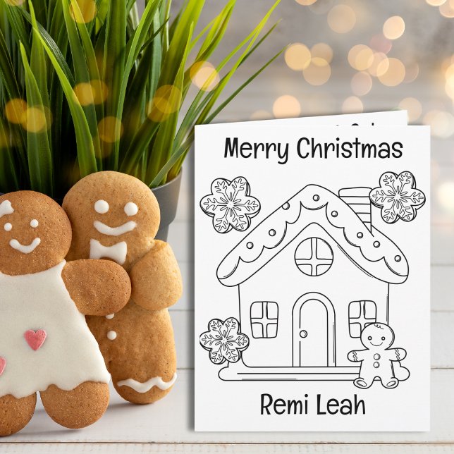 Gingerbread Christmas Colouring & Game Activity Card (This Gingerbread card is a delightful canvas for kids to express their holiday creativity. Order now)