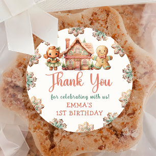 Gingerbread Christmas Cookie Birthday Party Classic Round Sticker