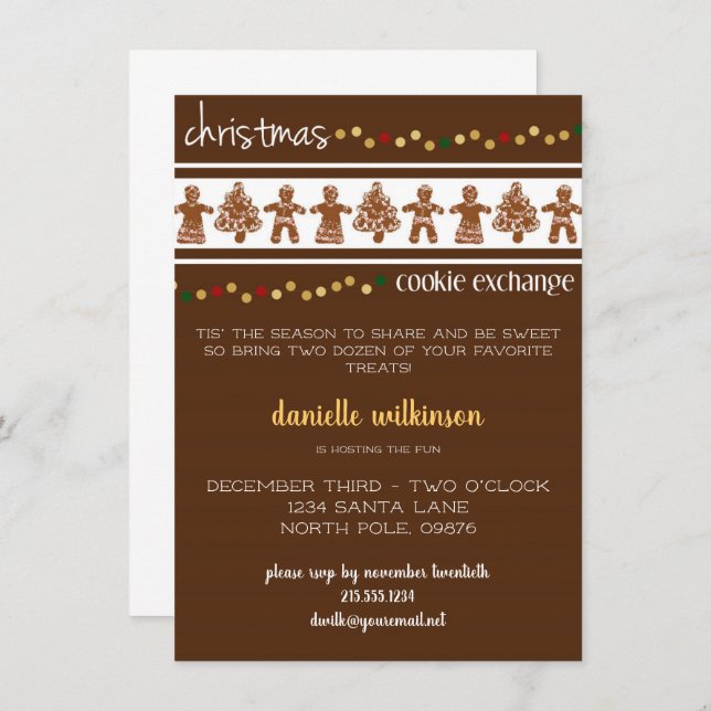 Gingerbread Christmas Cookie Exchange Invitation (Front/Back)