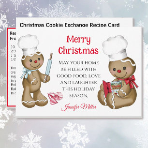 Gingerbread Christmas Cookie Exchange Recipe Holiday Card