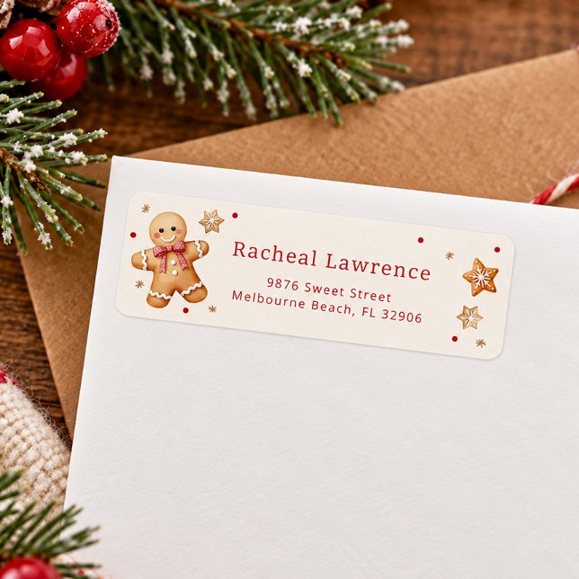 Gingerbread Christmas Cookie Exchange Return Address Label (Return Address Label)
