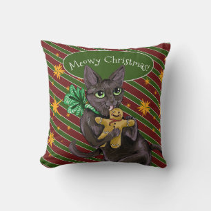 Gingerbread Christmas Cookie Kitty Cushion