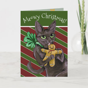 Gingerbread Christmas Cookie Kitty Holiday Card